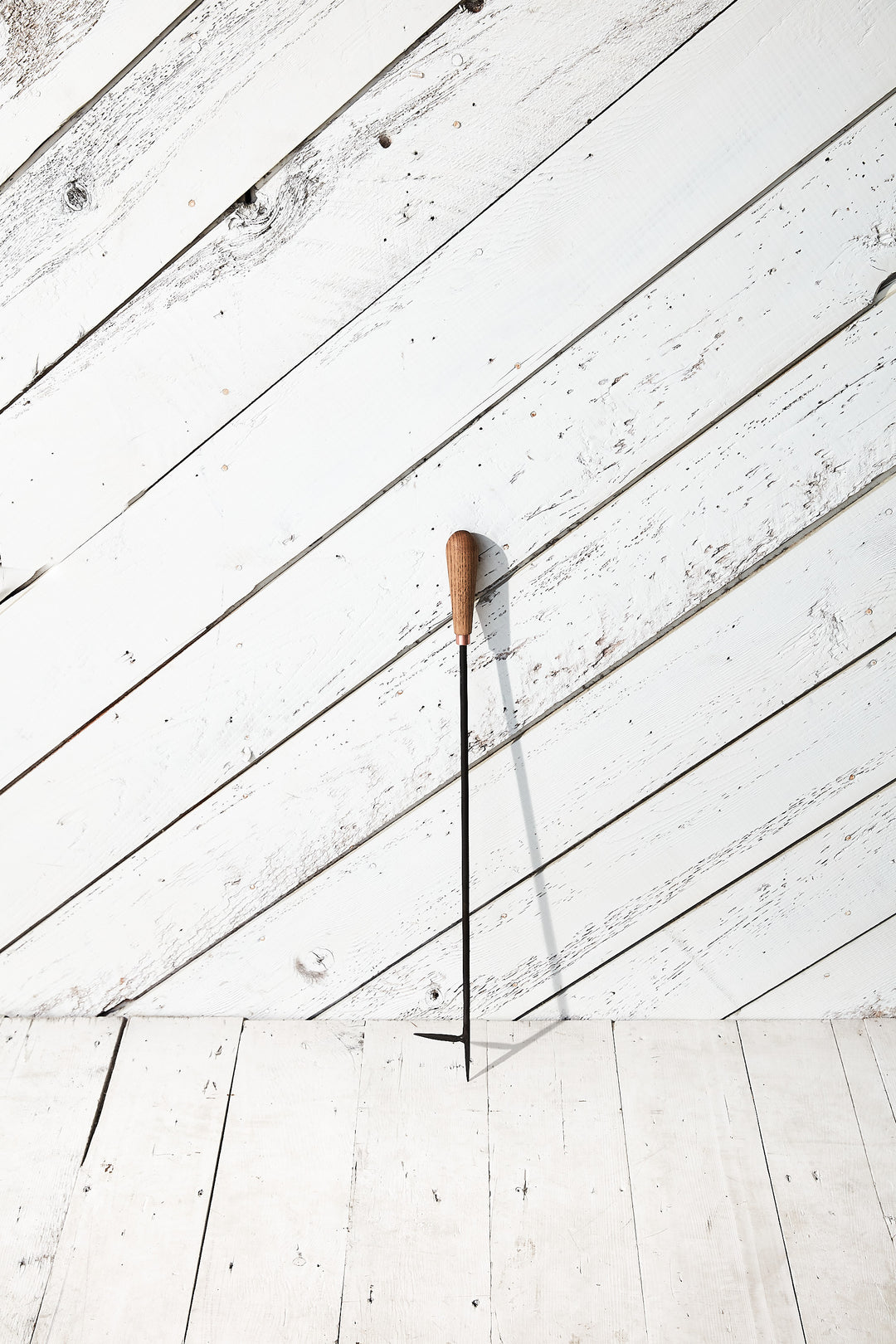 Oak and Copper Fire Poker with Hook