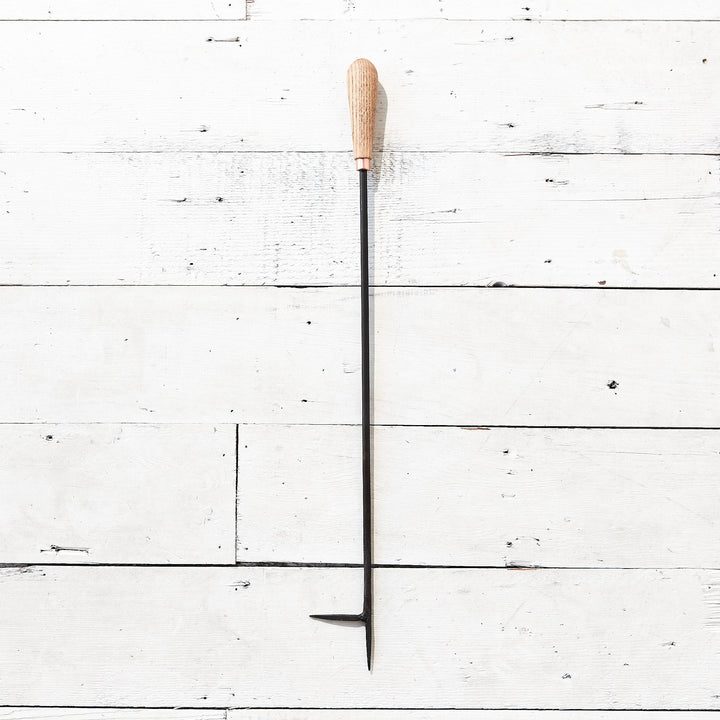 Oak and Copper Fire Poker with Hook