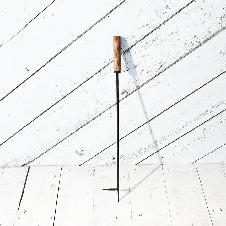 Oak and Iron Fire Poker with Hook
