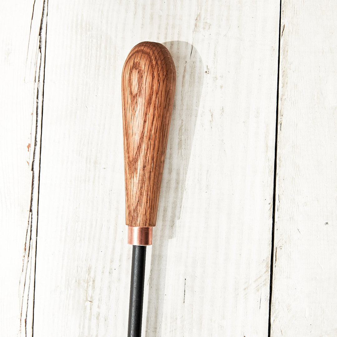 Oak and Copper Fire Poker